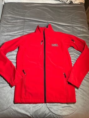 Knights Apparel Red Full-Zip lined softshell Jacket with CSUN Logo Mens Sz S